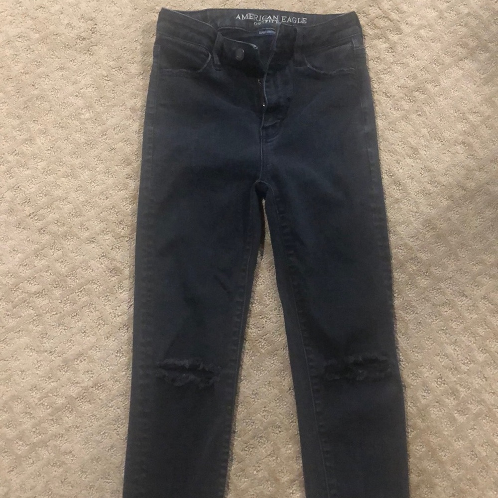 Black AEO Super Stretch X super hi-rise jogging 0